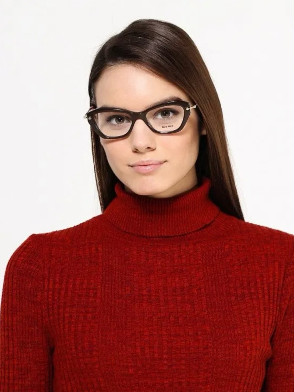 Miu Miu Grey Cat-Eye Women's Glasses with Gold Accents